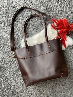 S-ZONE Vintage Genuine Leather Large Tote Bag